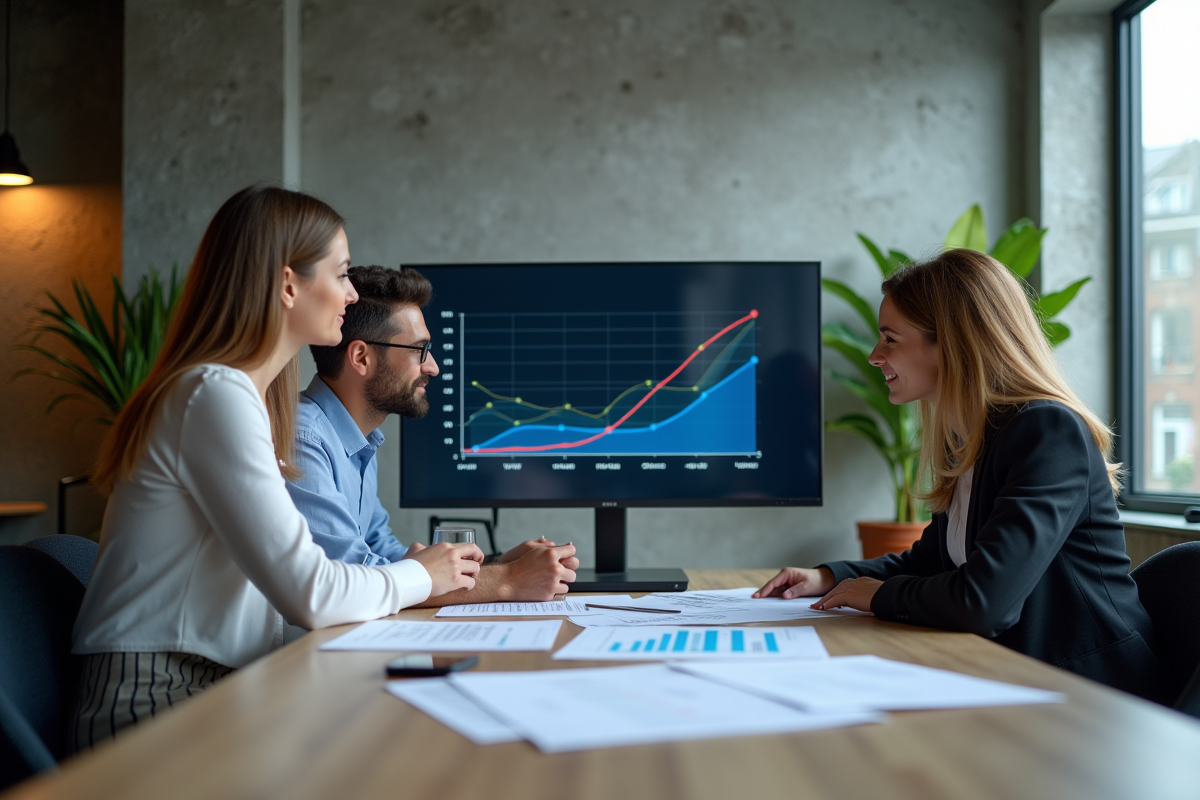 Groupe de marketeurs collaborant autour d