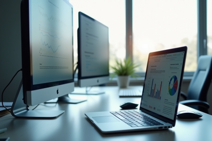 Espace de travail numérique moderne et lumineux