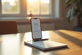 Smartphone moderne affichant le gestionnaire de mots de passe Google